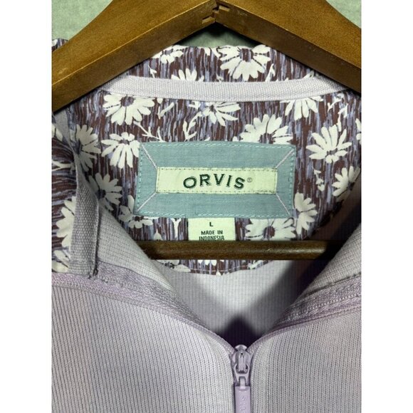 Orvis Women's‎ Lilac Quarter-Zip Pullover Sz L Floral Accents Top - Picture 2 of 6